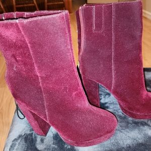 Size 8 red velvet boots